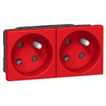 Prise Multi-Supports Prog Mosaic  2X2P+T a Detrompage a 45  4 Module Rouge<br/>Legrand